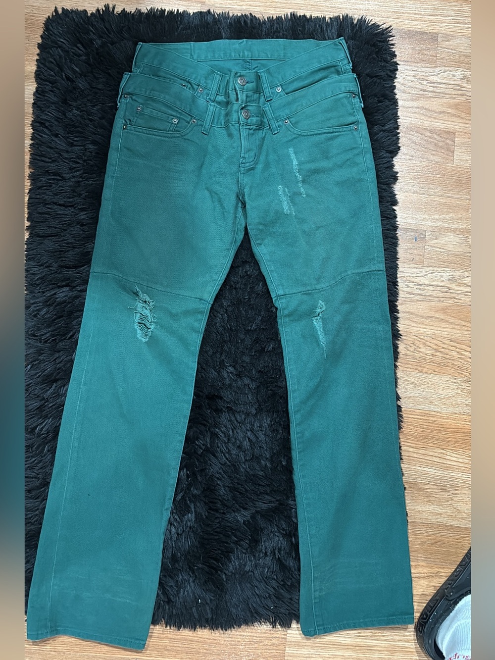 PPFM DOUBLE WAISTED DENIM GREEN